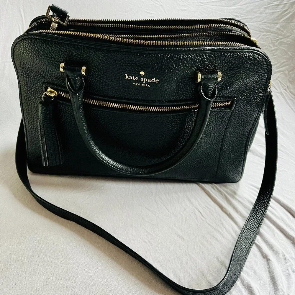 Kate Spade Chester Street Kalen Black Pebbled Leather Satchel Crossbody